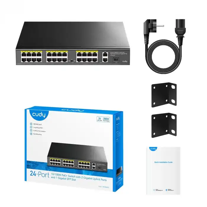 Cudy FS1026PS1 24 Port 10/100M PoE+ , 2 Gigabit Uplink Switch