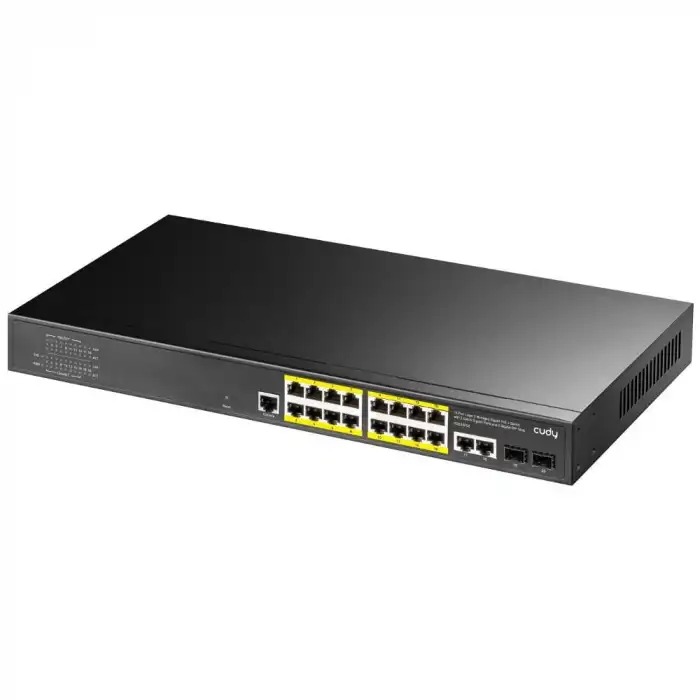 Cudy GS2018PS2-200W 16 Port 10/100/1000 Yönetilebilir (L2) +2 Port Gb. 2 Sfp (1gb) Rack Mount (16 Port Poe+) 200W Switch