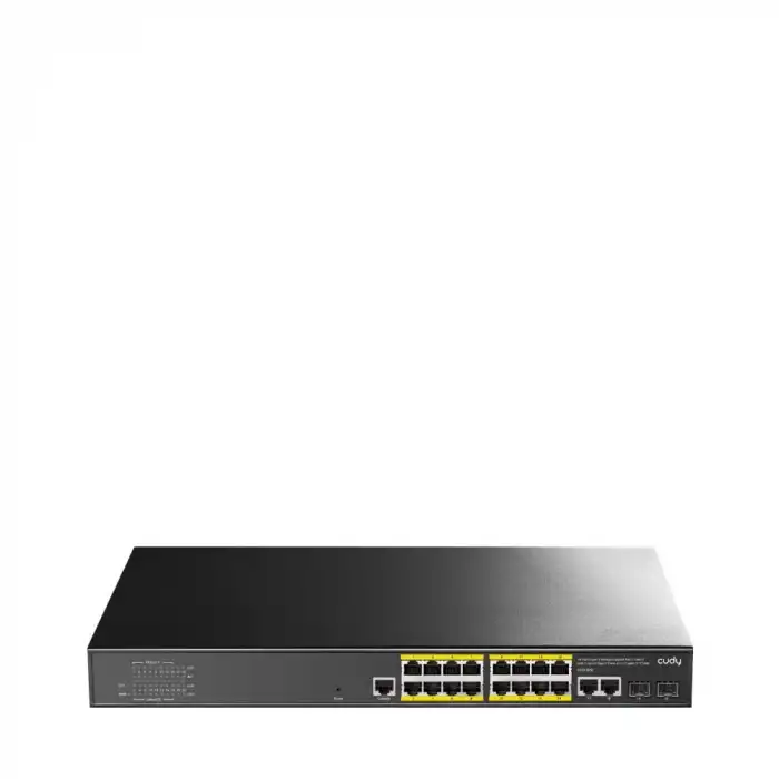 Cudy GS2018PS2-200W 16 Port 10/100/1000 Yönetilebilir (L2) +2 Port Gb. 2 Sfp (1gb) Rack Mount (16 Port Poe+) 200W Switch