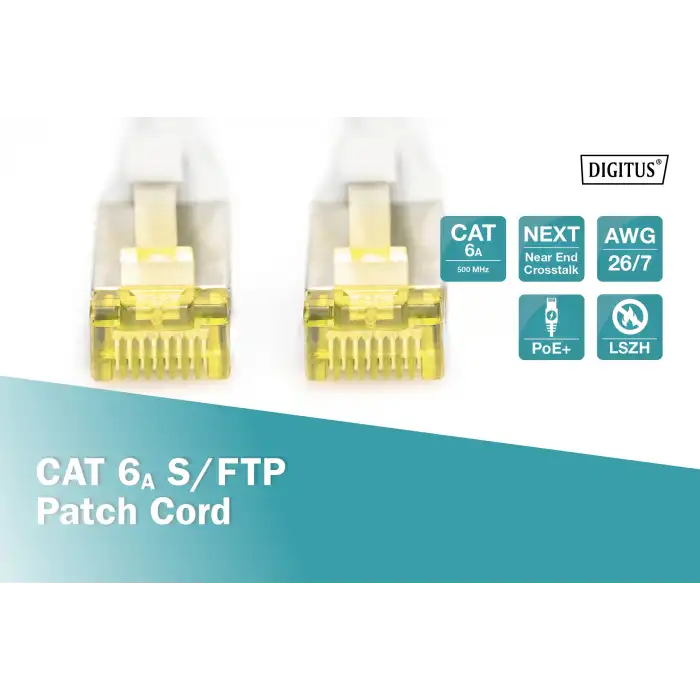 Digitus CAT 6A S/FTP LSZH Profesyonel Patch Cord Kablo - 10 Metre, Gri