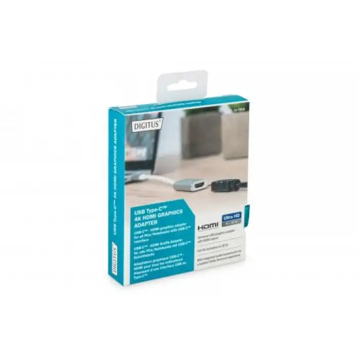 Digitus DA-70836 USB 3.0 Type C to HDMI 4K 2160p Grafik Alüminyum Dönüşütürücü Adaptörü