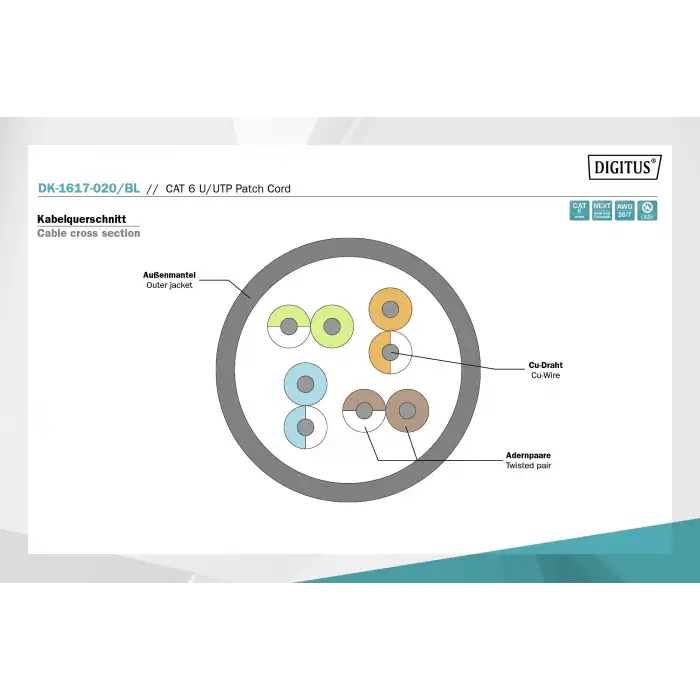 Digitus CAT 6 U/UTP LSZH Patch Cord Kablo - 2 Metre, Siyah