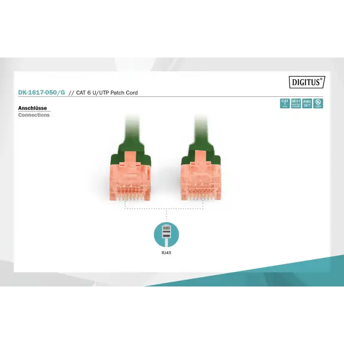 Digitus CAT 6 U/UTP LSZH Patch Cord Kablo - 5 Metre, Yeşil