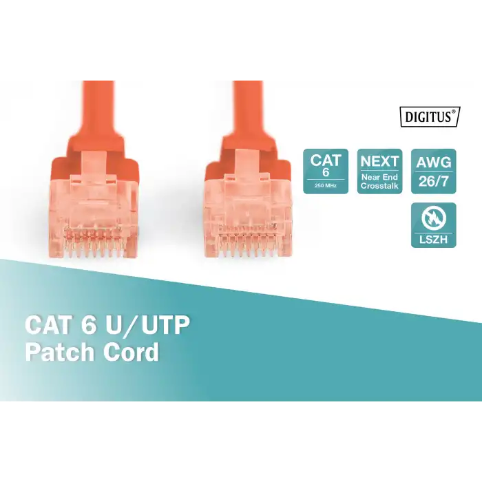 Digitus CAT 6 U/UTP LSZH Patch Cord Kablo - 5 Metre, Kırmızı