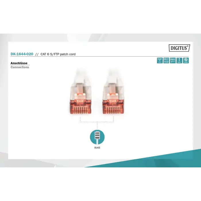 Digitus CAT 6 S/FTP LSZH Profesyonel Patch Cord Kablo - 2 Metre, Gri