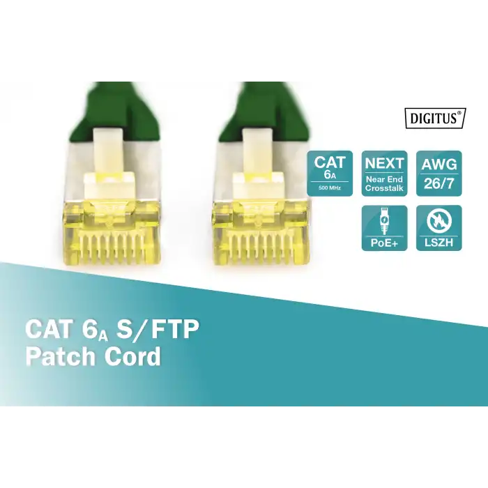 Digitus CAT 6A S/FTP LSZH Profesyonel Patch Cord Kablo - 2 Metre, Yeşil