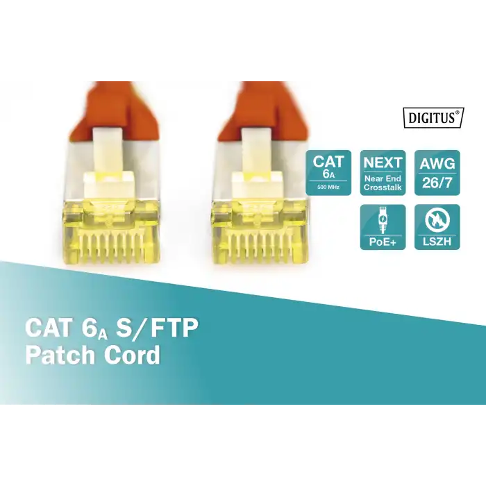 Digitus CAT 6A S/FTP LSZH Profesyonel Patch Cord Kablo - 3 Metre, Kırmızı