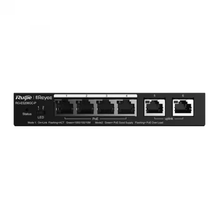 Ruijie Reyee ES206GC-P 6-Port Gigabit Akıllı Yönetilebilir PoE+ CCTV Switch