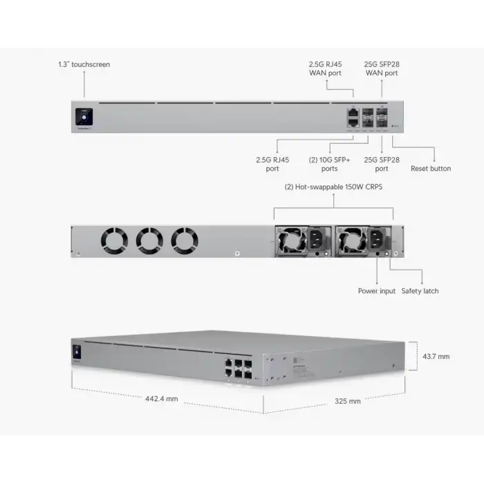 Ubiquiti EFG Enterprise Fortress Gateway 500+ UniFi Cihazı , 5000+ Client Router Firewall Controller