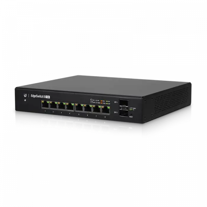 Ubiquiti ES 8 150W , 8 Adet PoE+ , 2 Adet 1G SFP , Edge Serisi Yönetilebilir Switch