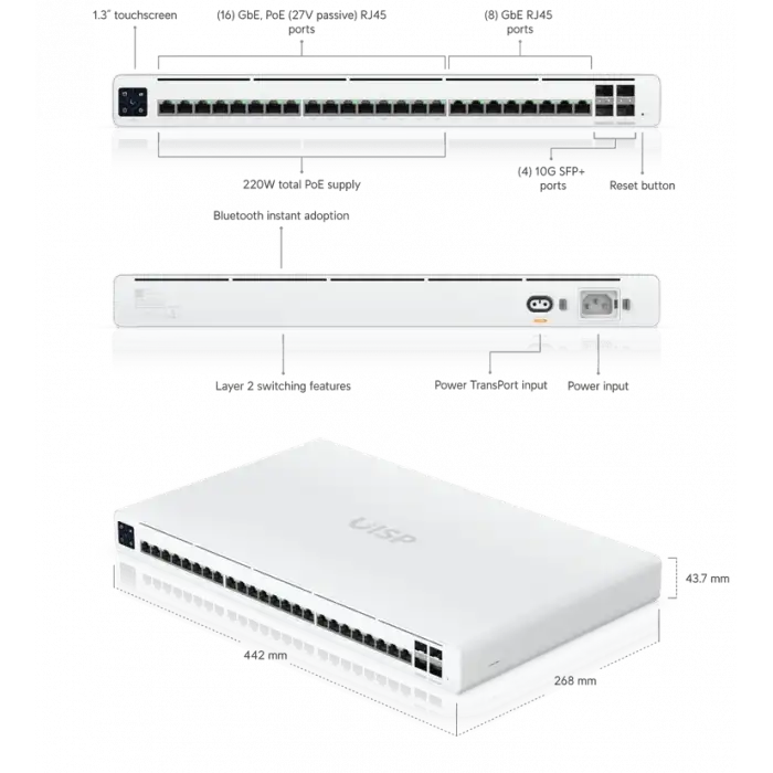 Ubiquiti UISP Switch Pro | 26-Port Layer 3 Pasif PoE WISP Switch