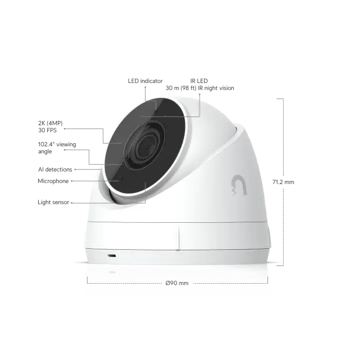 Ubiquiti UniFi Protect G5 Turret Ultra Kamera | 2K 4 MP , İç/Dış Mekan PoE Güvenlik Kamerası