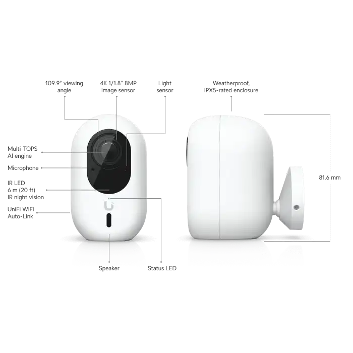 Ubiquiti UniFi Protect G6 Instant (UVC-G6-INS) | 4K 8MP AI Wi-Fi Akıllı Ev Kamerası