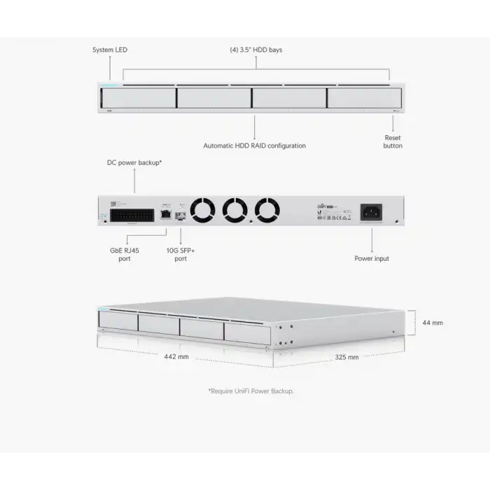 Ubiquiti UniFi Protect NVR | 4 Disk Yuvalı, RAID Destekli Kamera Kayıt Cihazı
