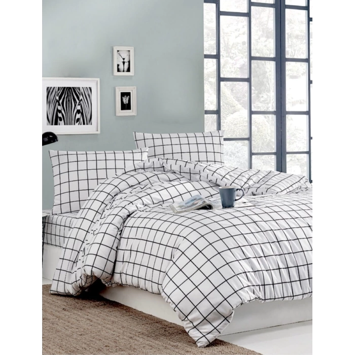 SEDEF HOME NEVRESİM TAKIMI ÇİFT KİŞİLİK LASTİKLİ ÇARŞAFLI 160X200-KARELİ