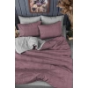 SEDEFHOME ÇİFT TARAFLI NEVRESİM TAKIMI ÇİFT KİŞİLİK LASTİKLİ ÇARŞAFLI 160X200-GÜLKURUSU/GRİ
