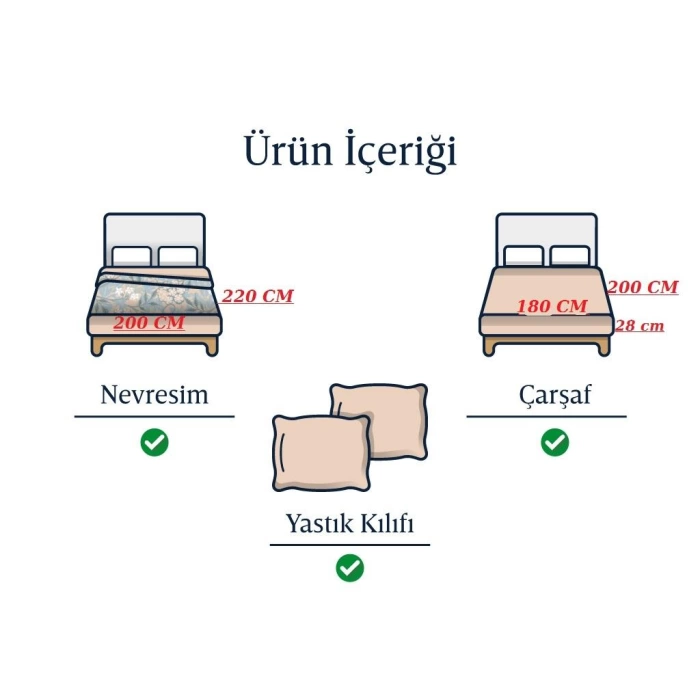 SEDEF HOME NEVRESİM TAKIMI ÇİFT KİŞİLİK LASTİKLİ ÇARŞAFLI 180X200-BEYAZ