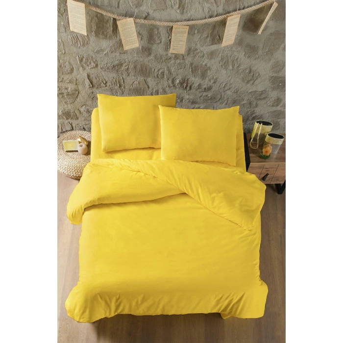SEDEF HOME NEVRESİM TAKIMI ÇİFT KİŞİLİK LASTİKLİ ÇARŞAFLI 160X200-SARI