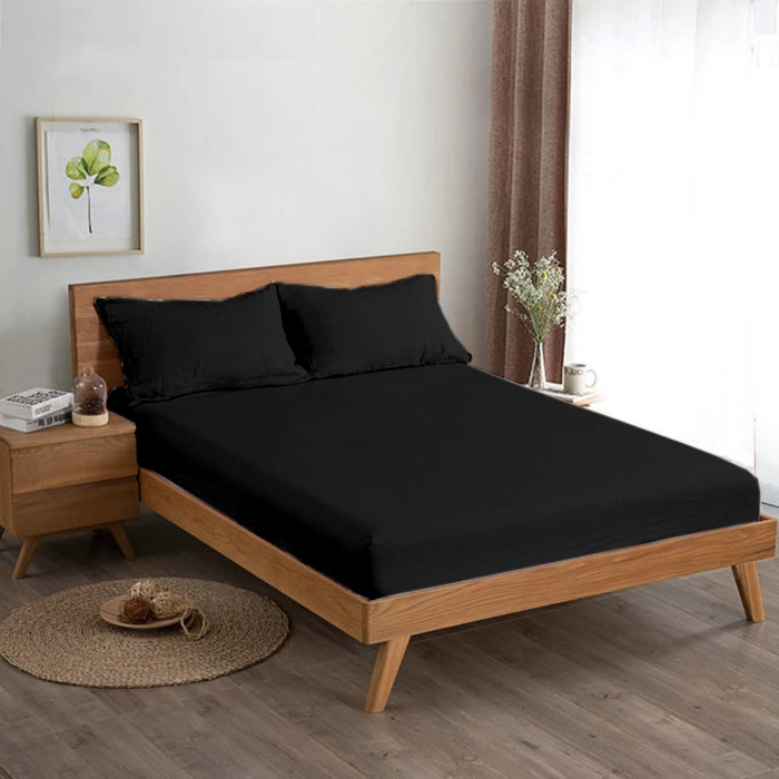 SEDEF HOME ÇİFT KİŞİLİK KUMAŞ LASTİKLİ ÇARŞAF TAKIMI (160X200+28 CM)/SİYAH