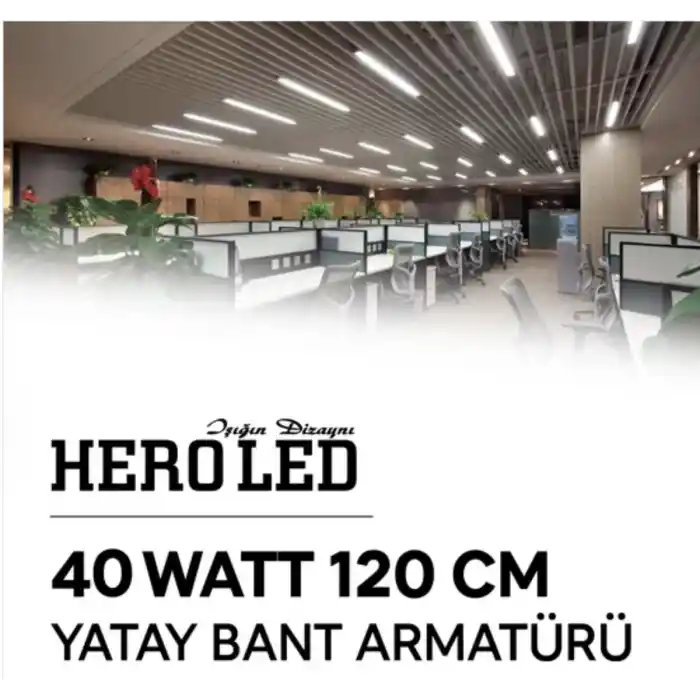 Hero Led 10 Adet 40 Watt 120 cm Yatay Bant ARMATÜRÜ-40W Bant Armatür-Beyaz