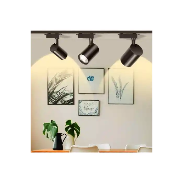 Siyah Kasa Günışığı 1 Metre Raylı 3lü 30w Ray Spot Vitrin Mağaza Armatürü Gün Işığı