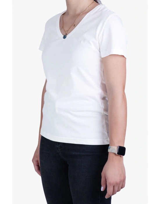 Womens V Neck Regular Fit T Shirt White