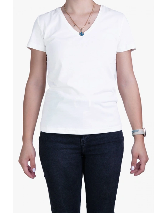 Womens V Neck Regular Fit T Shirt White