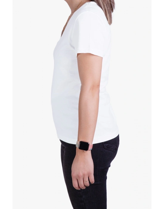 Womens V Neck Regular Fit T Shirt White