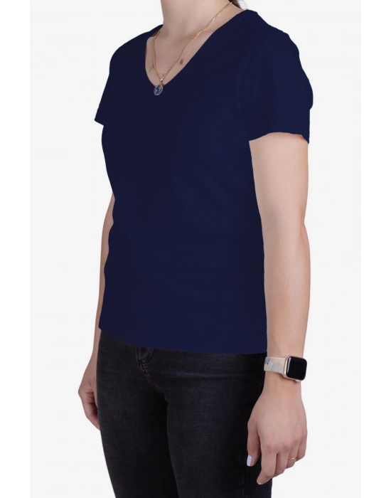 Womens V Neck Regular Fit T Shirt Navy Blue