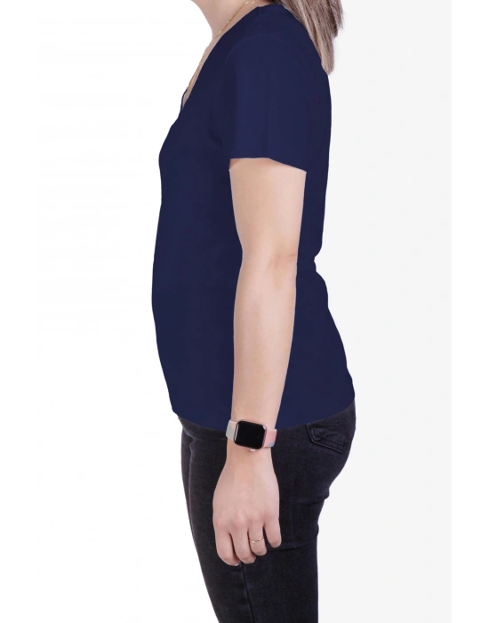 Womens V Neck Regular Fit T Shirt Navy Blue