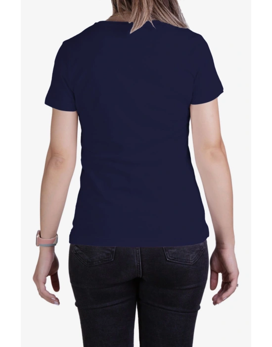 Womens V Neck Regular Fit T Shirt Navy Blue
