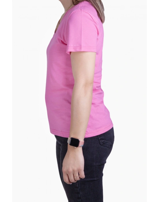 Womens V Neck Regular Fit T Shirt Pink