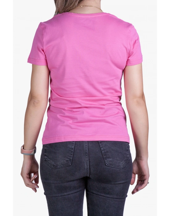 Womens V Neck Regular Fit T Shirt Pink