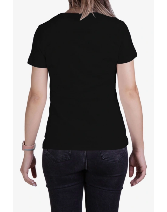 Womens V Neck Regular Fit T shirt Black
