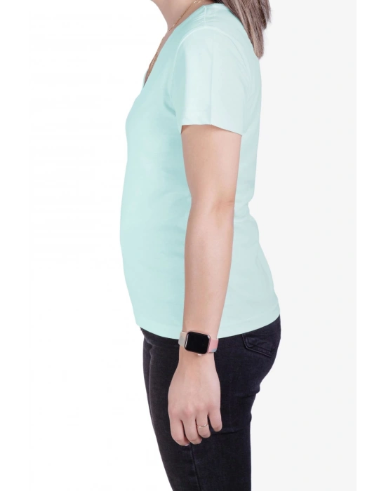 Womens V Neck Regular Fit T Shirt Aqua Green