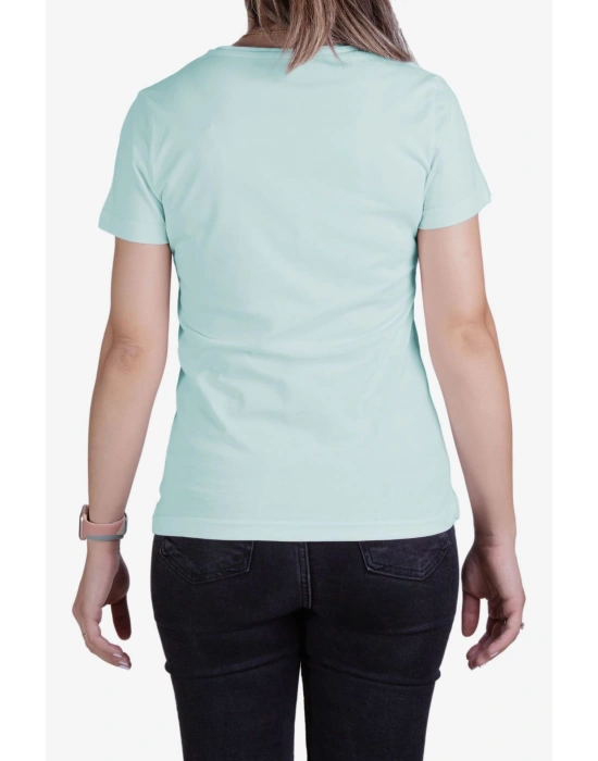 Womens V Neck Regular Fit T Shirt Aqua Green