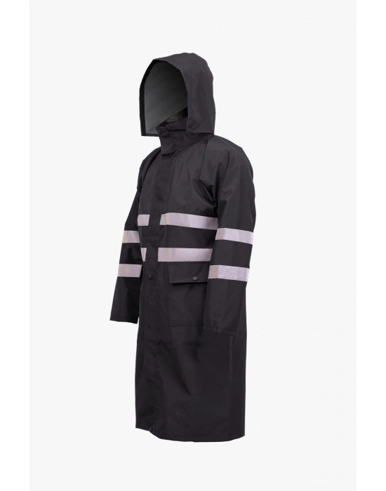 Coat Raincoat Reflective Black