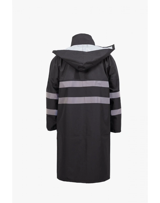 Coat Raincoat Reflective Black