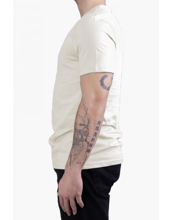 Unisex V Neck Regular Fit T Shirt Cream