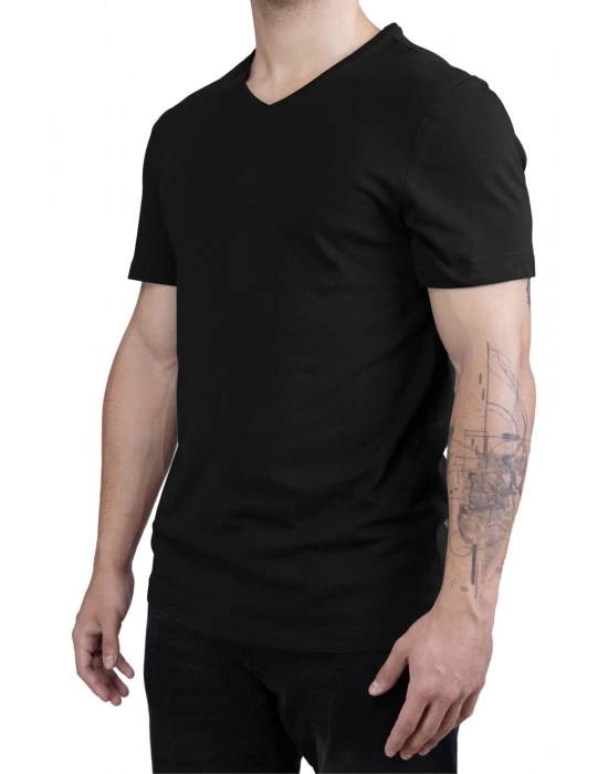 Unisex V Neck Regular Fit T Shirt Black