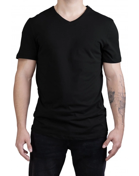 Unisex V Neck Regular Fit T Shirt Black
