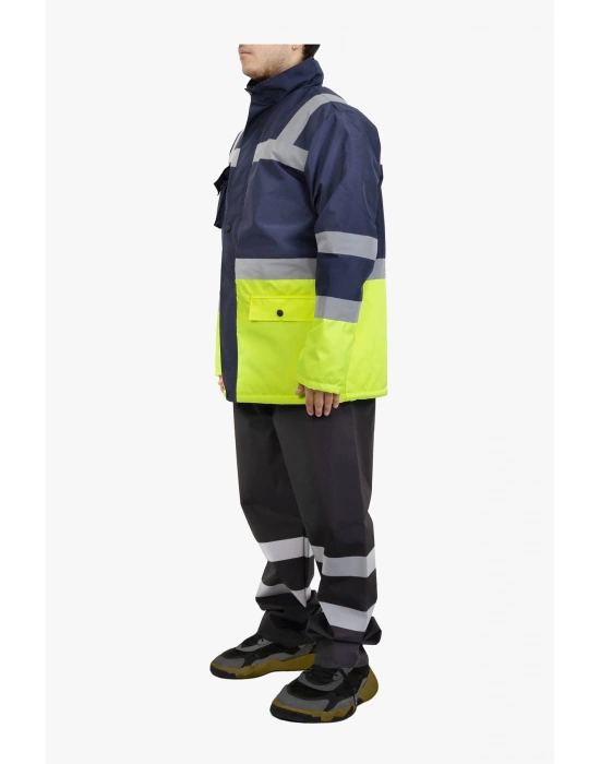 Raincoat Coat Navy Blue Yellow