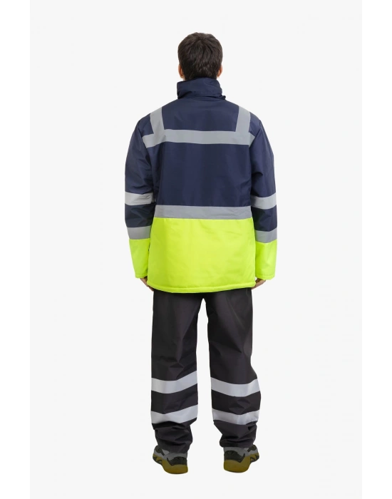 Raincoat Coat Navy Blue Yellow