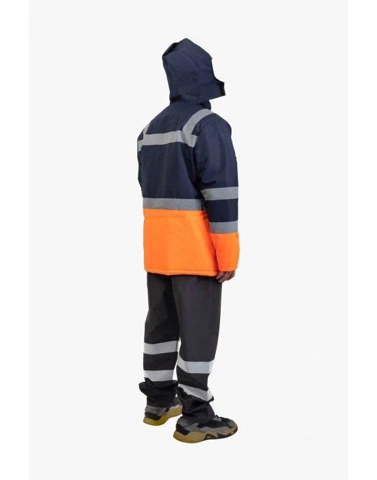 Raincoat Coat Navy Blue Orange