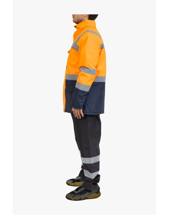 Raincoat Coat Orange Navy Blue