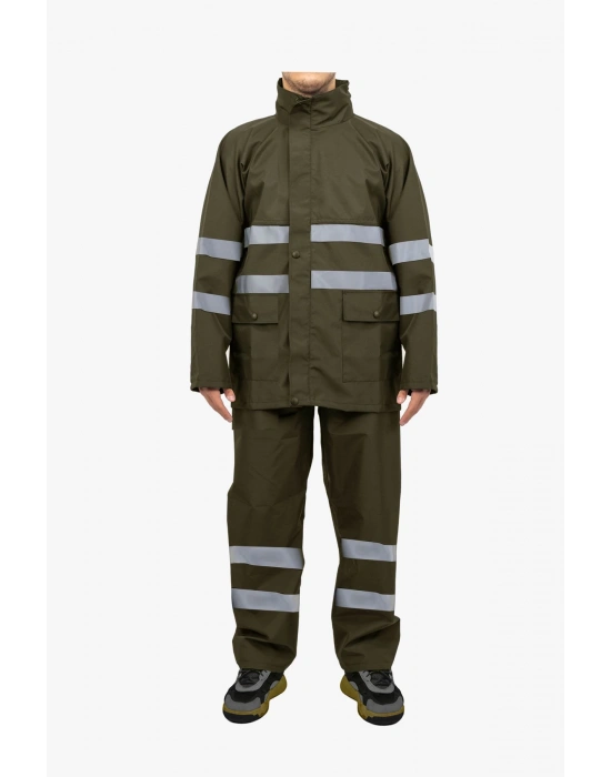 Raincoat Set Reflective Khaki