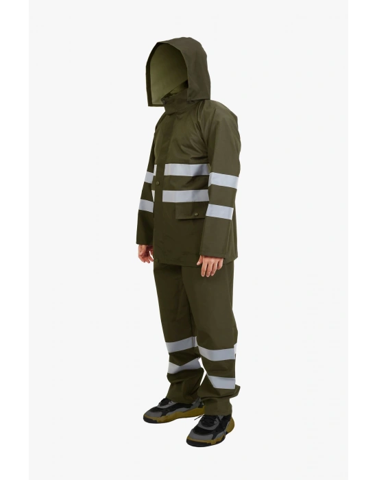 Raincoat Set Reflective Khaki
