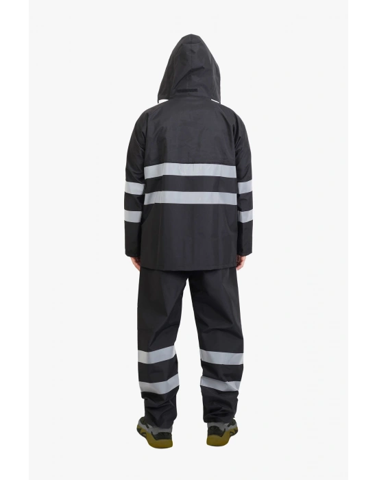 Raincoat Set Reflective Black