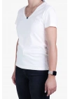 Womens V Neck Regular Fit T Shirt White