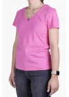 Womens V Neck Regular Fit T Shirt Pink